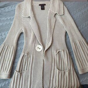 Anthropologie SHAE Womens S Cotton Cashmere Knit Cardigan Sweater Chucky Boho